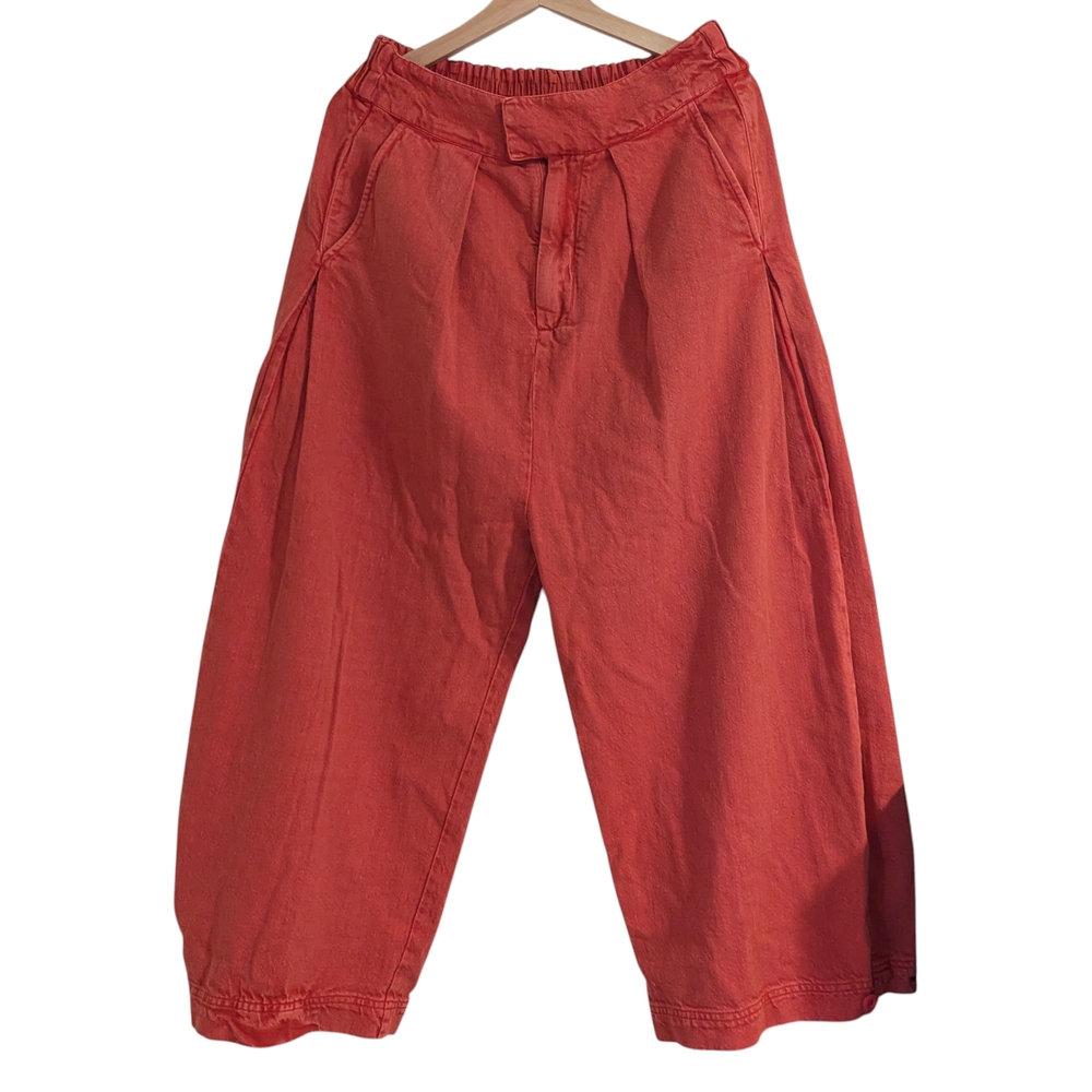 NWOT Free People Cool Harbor Red Elastic Waist Wide Leg Pants, M - Picture 4 of 12